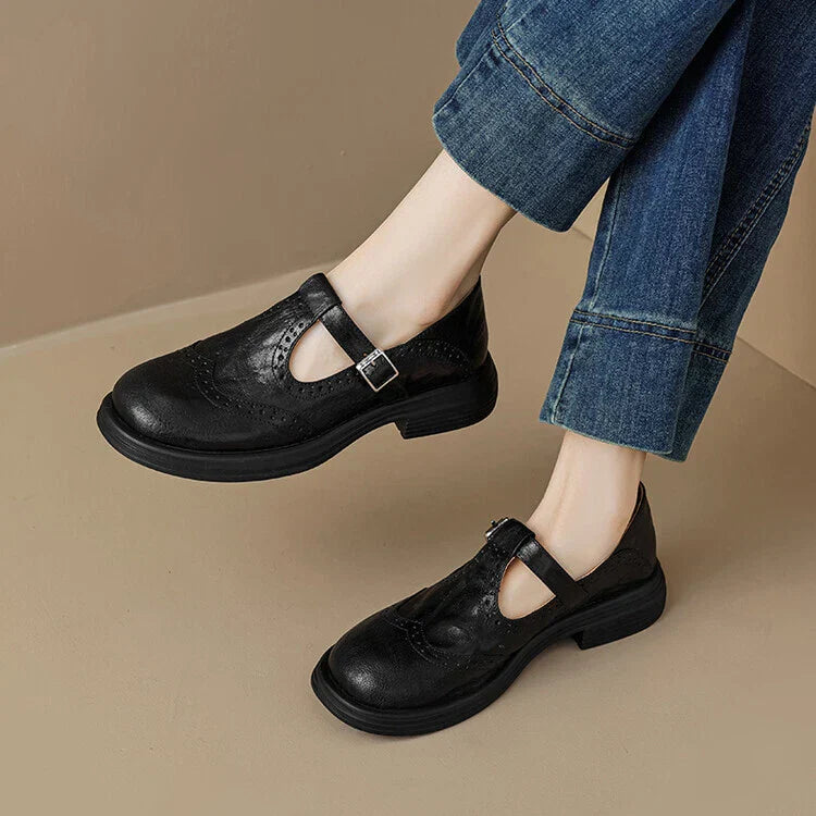 Leather Round Toe Shoes