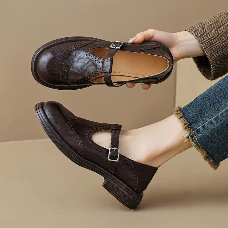 Leather Round Toe Shoes