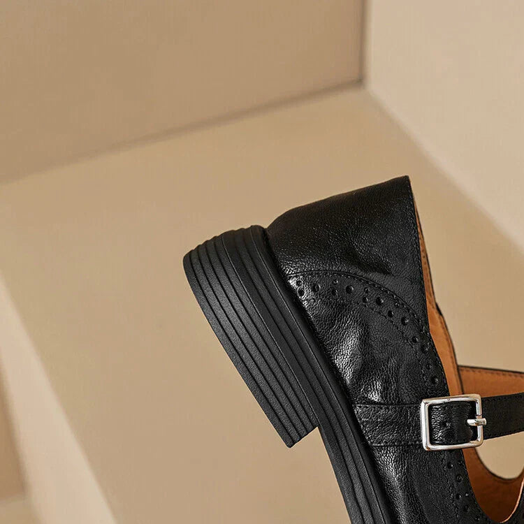 Leather Round Toe Shoes