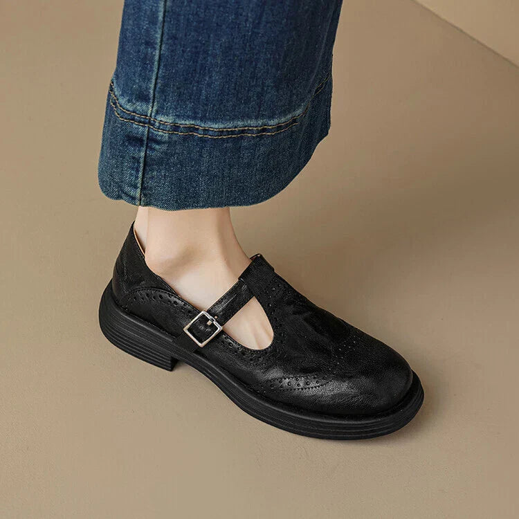 Leather Round Toe Shoes