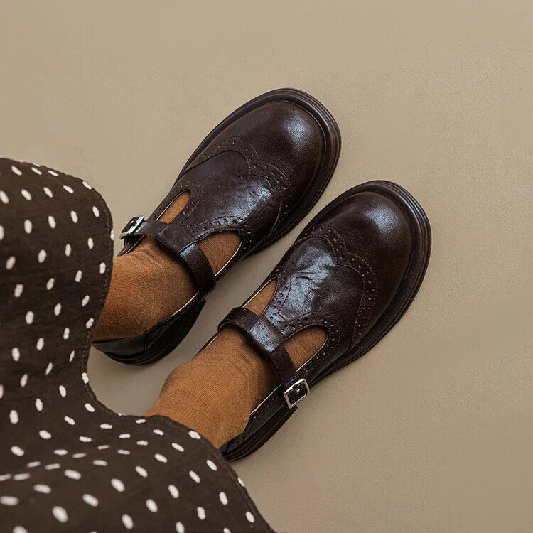 Leather Round Toe Shoes