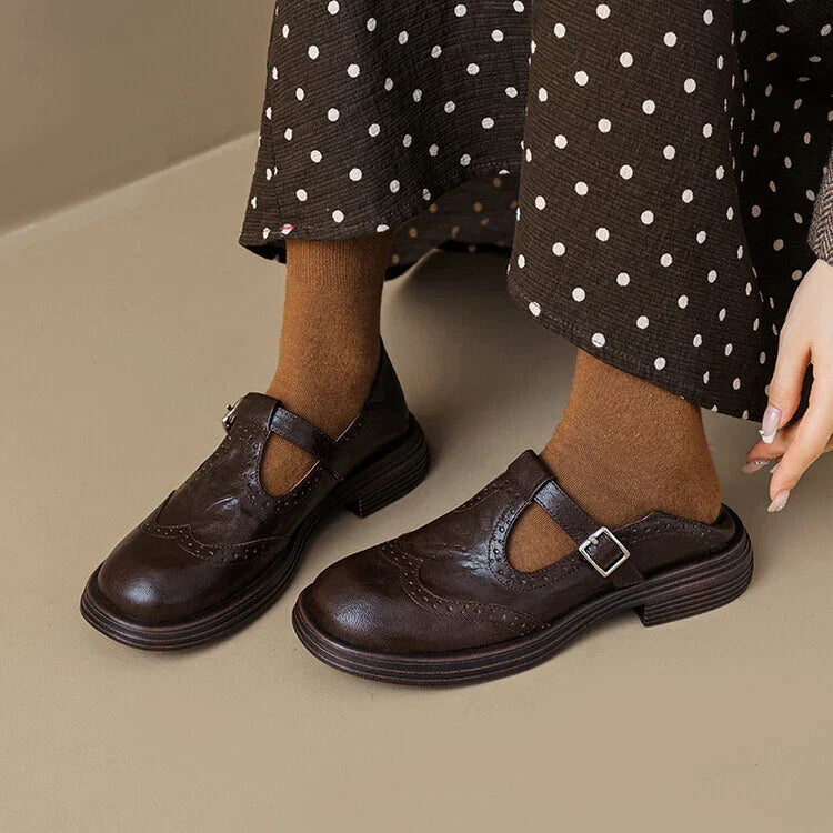 Leather Round Toe Shoes