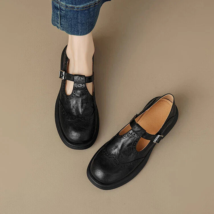 Leather Round Toe Shoes