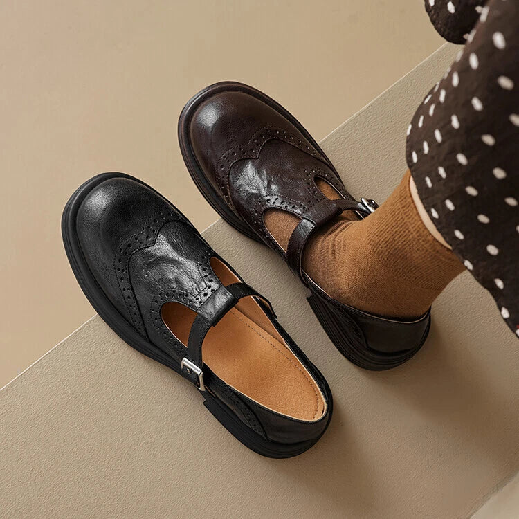 Leather Round Toe Shoes
