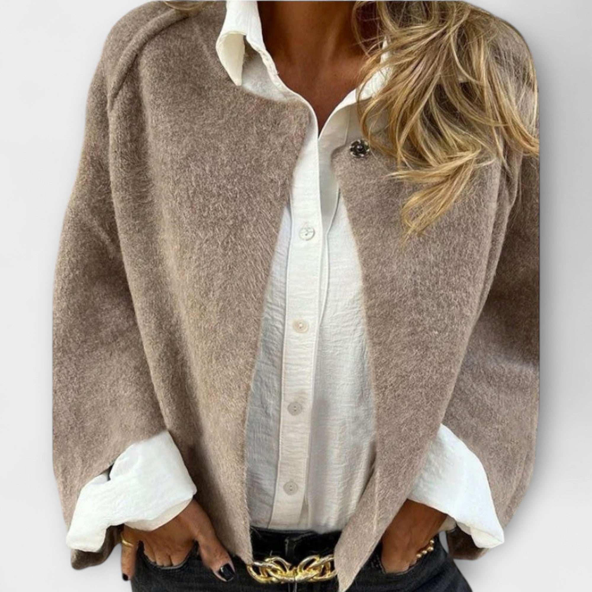 Lena – Elegant Short Wool Jacket with Round Neckline