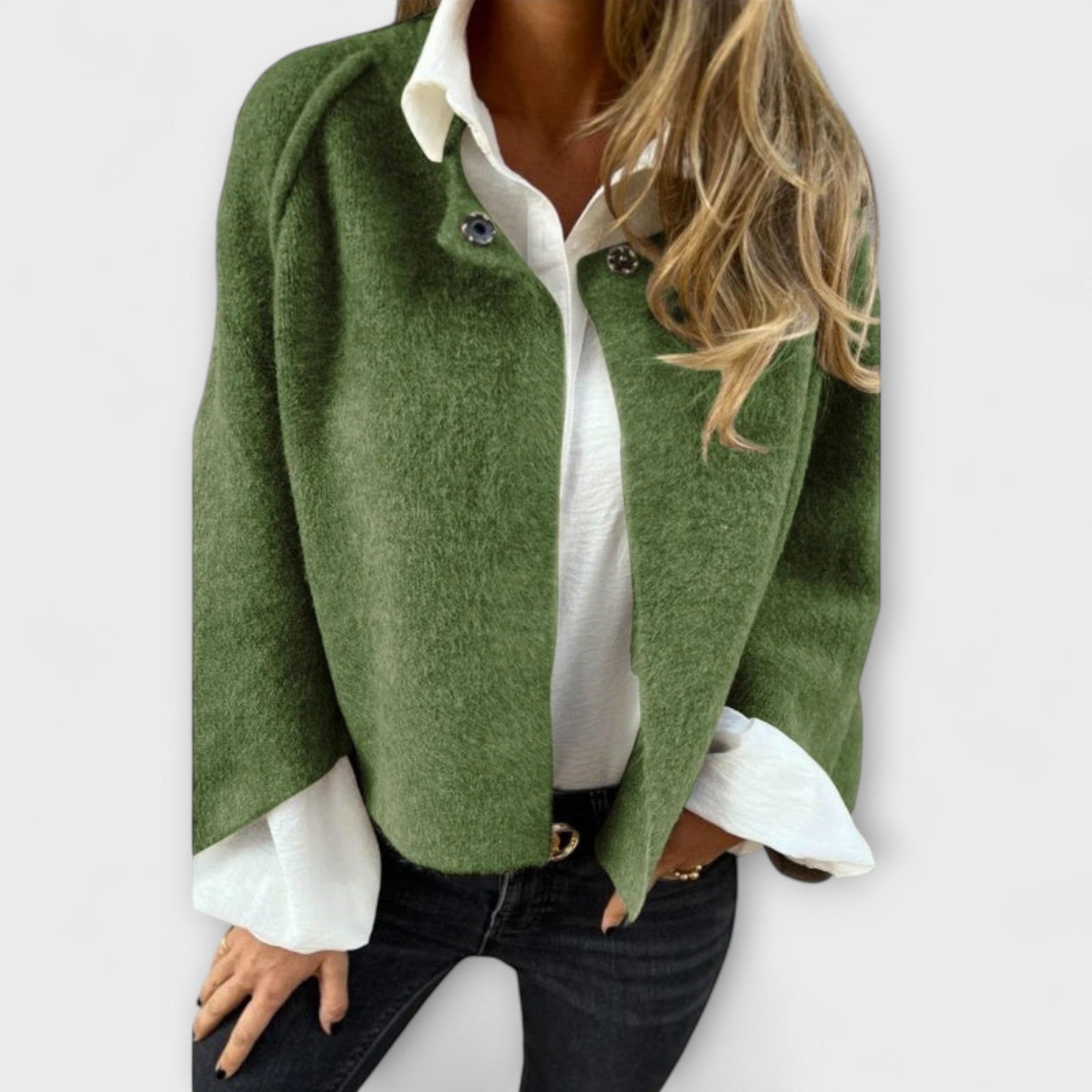 Lena – Elegant Short Wool Jacket with Round Neckline