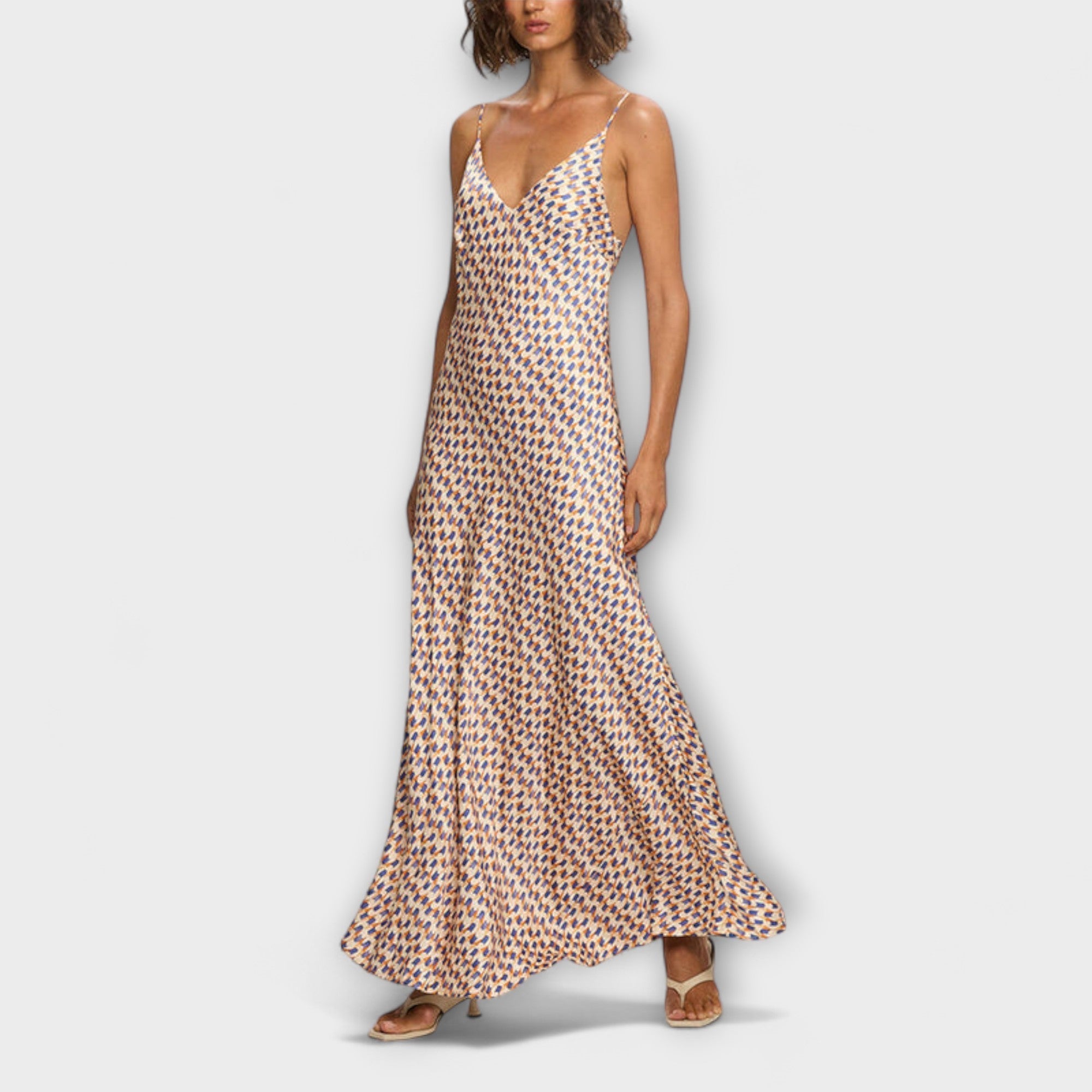 Tove - Stylish Geometric Print Maxi Dress