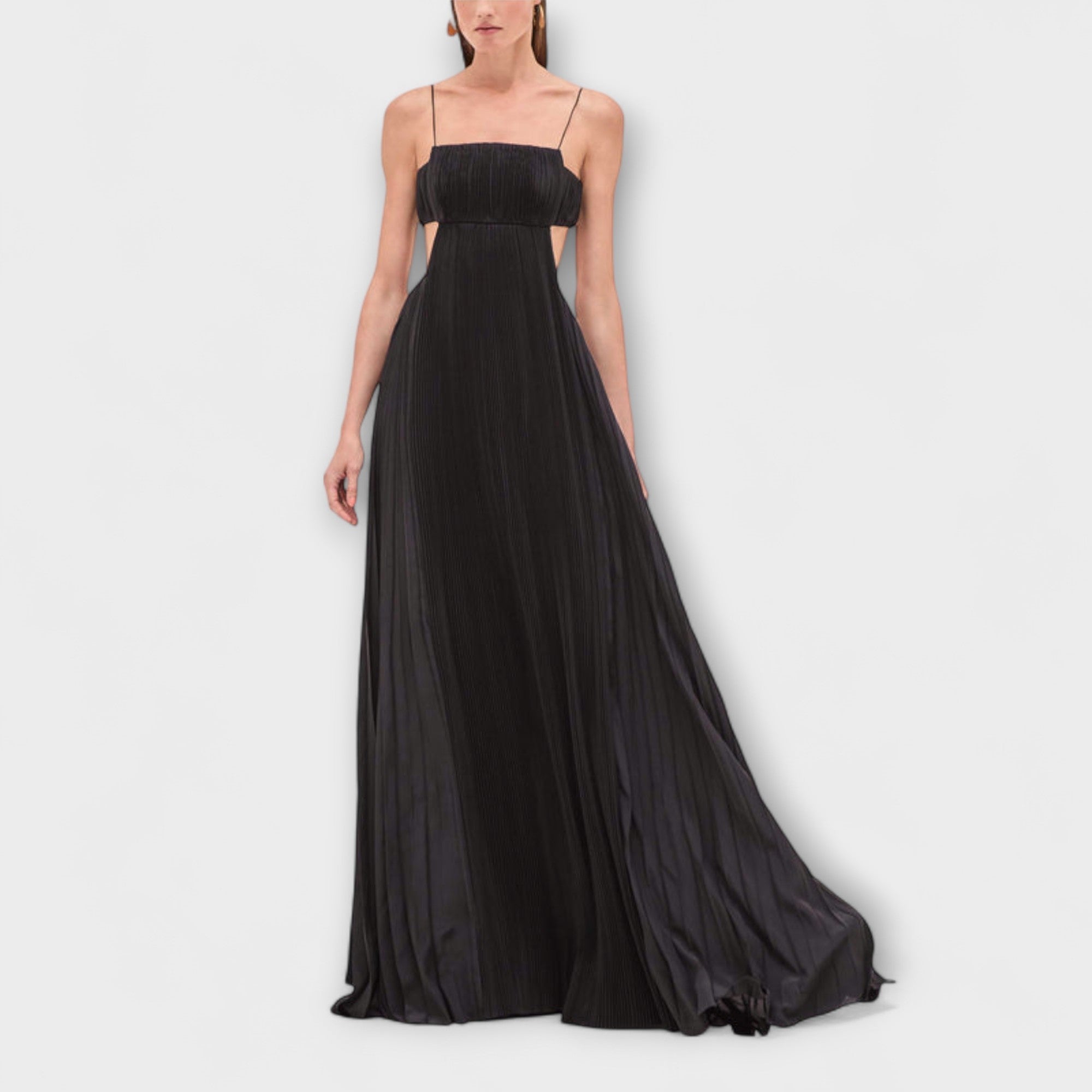 Mireille - Chic Pleated Cutout Flowing Maxi Dress