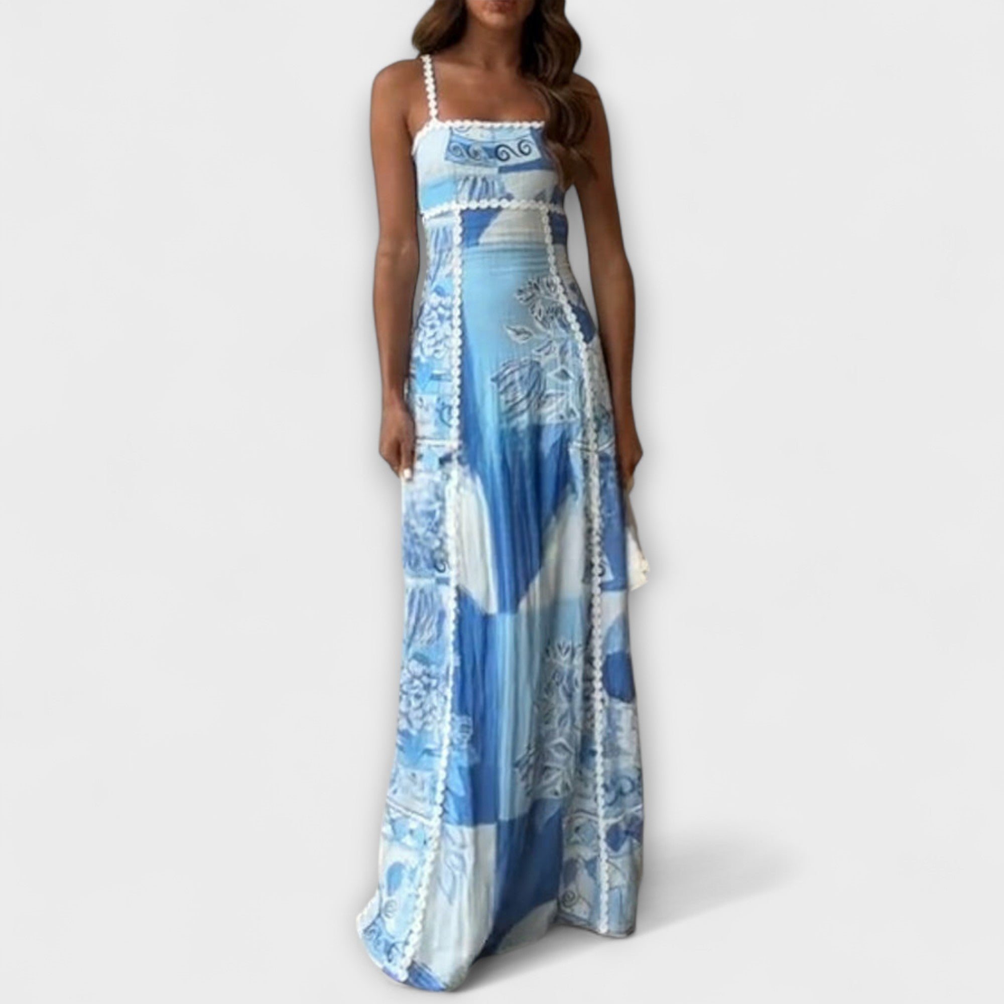 Terazza Ric Rac - Slip Flared Linen Maxi Dress