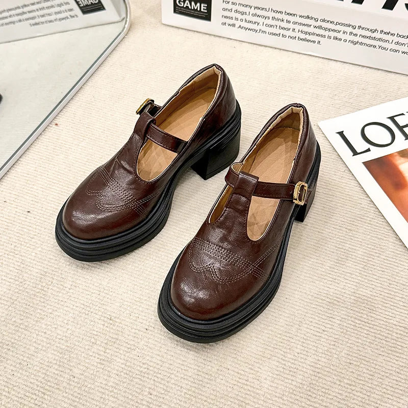 Mid Heel Mary Janes Sandals