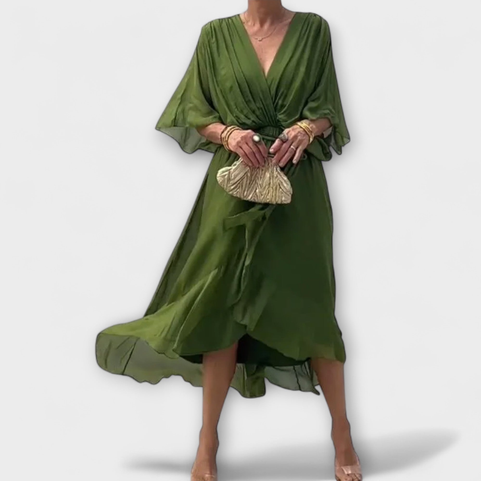 Amoura - Chiffon Dress with V-Neck