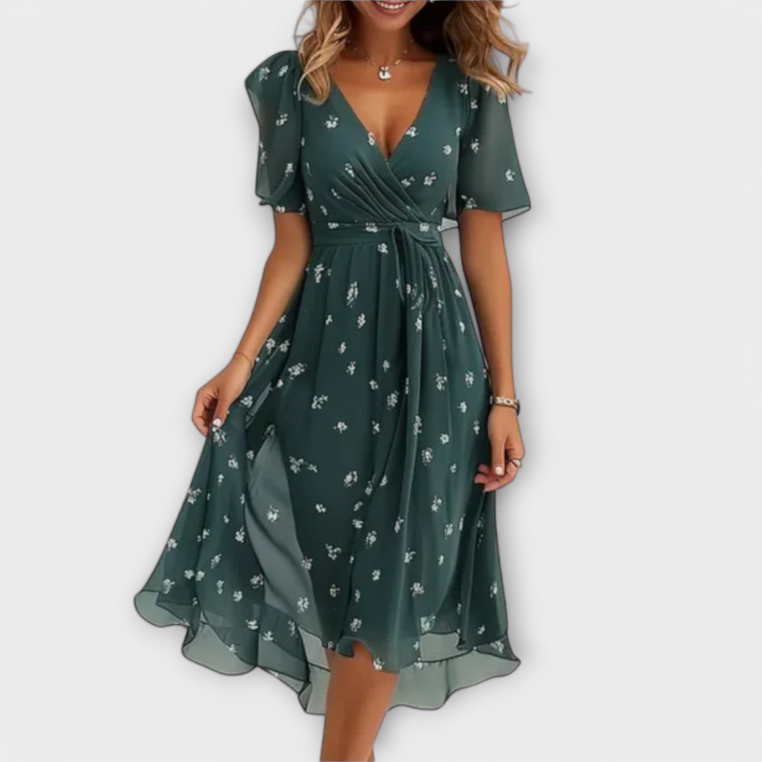 Annegret - Women's Dress with V-Neck