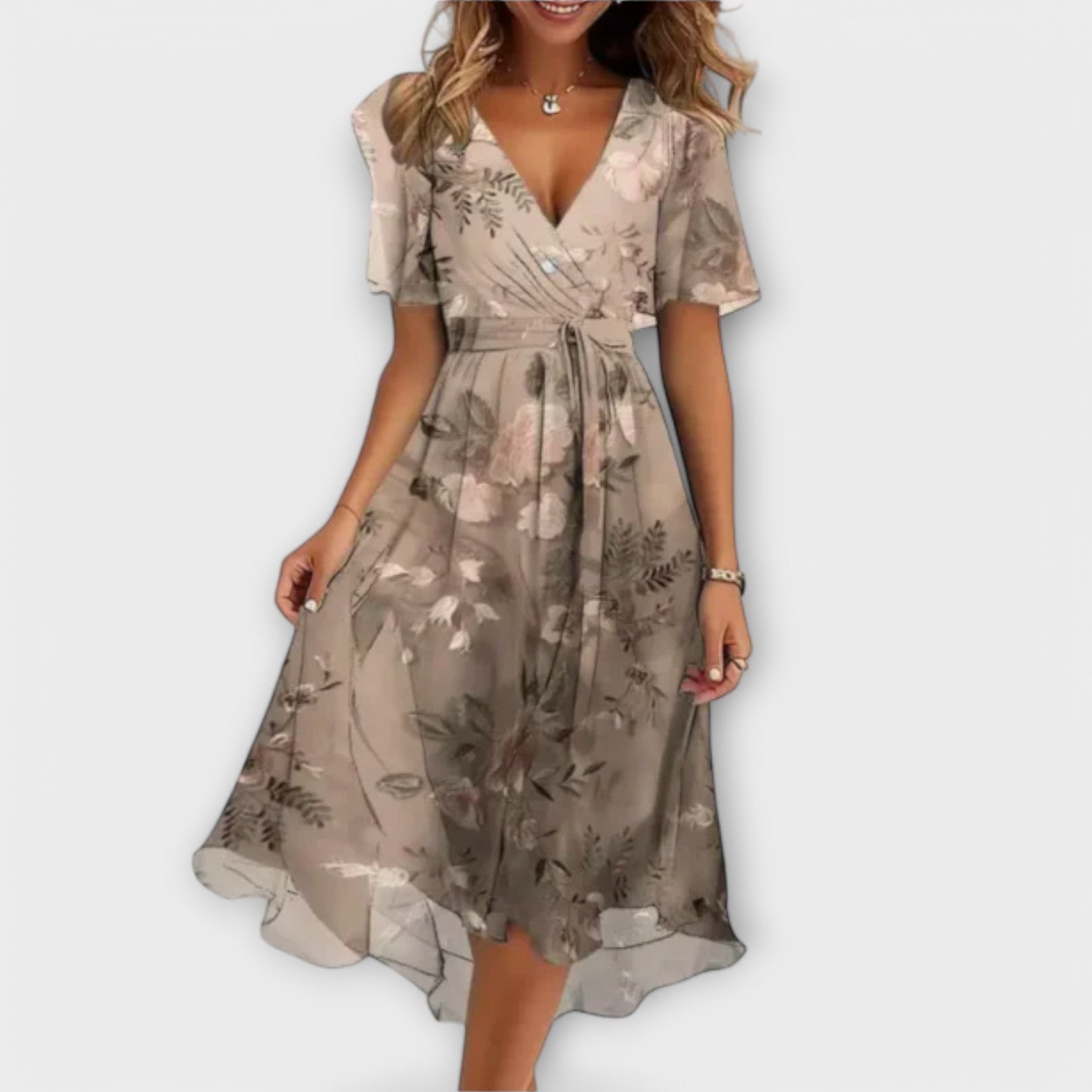 Annegret - Women's Dress with V-Neck