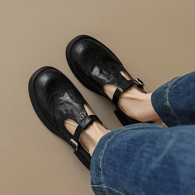 Leather Round Toe Shoes