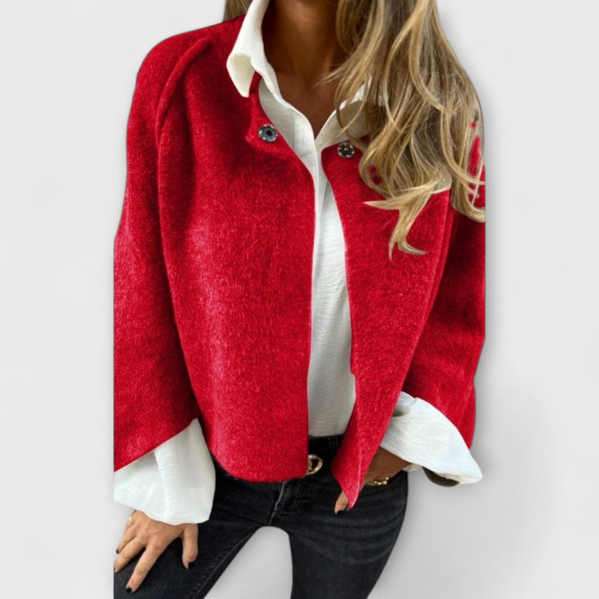 Lena – Elegant Short Wool Jacket with Round Neckline